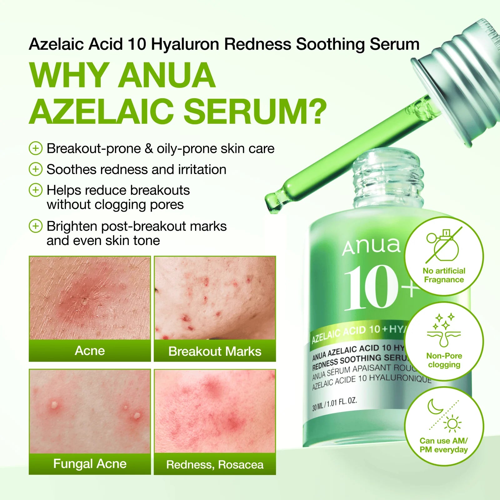 Anua - Azelaic Acid 10 Hyaluron Redness Soothing Serum 30ml